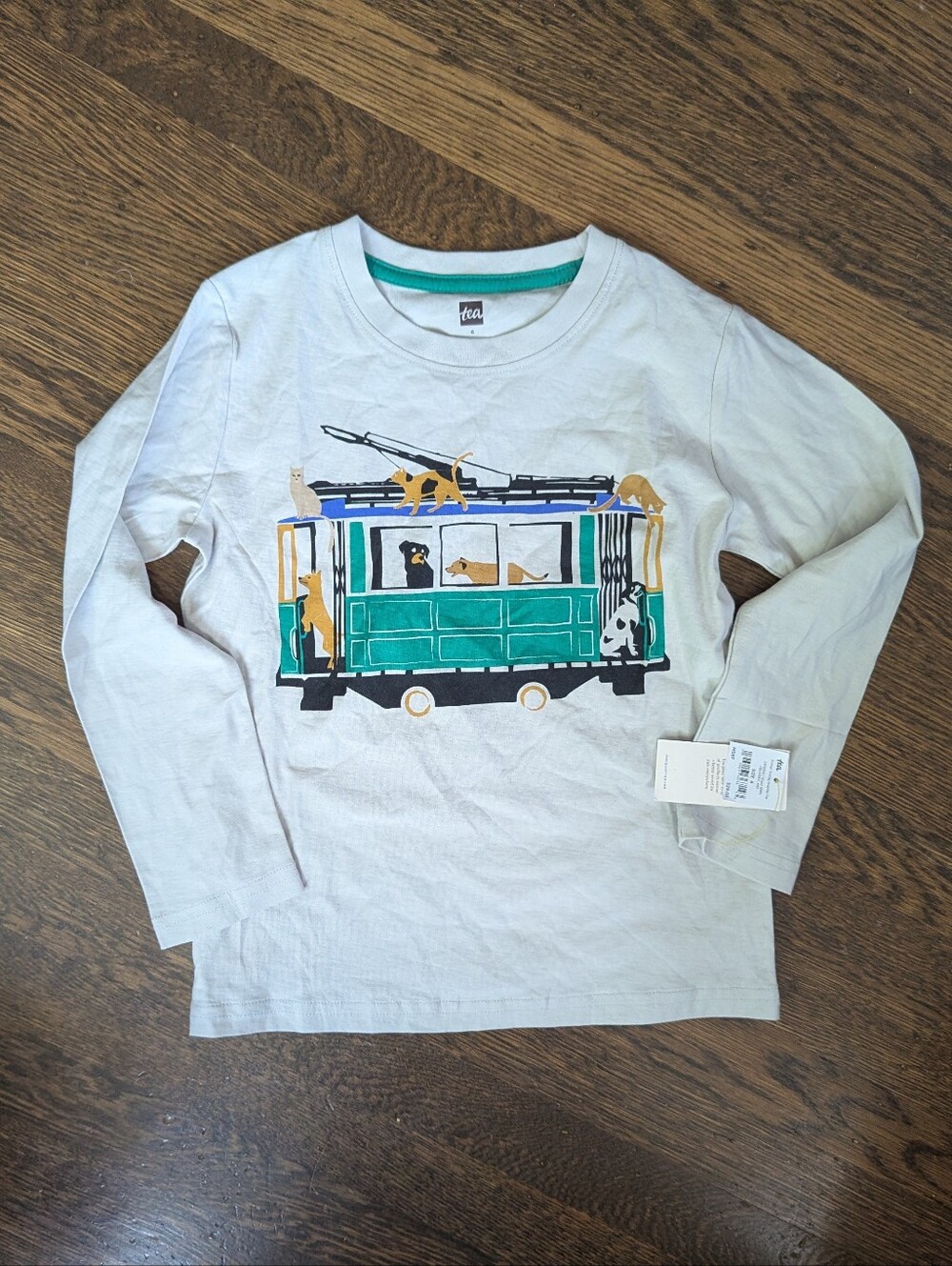 Tea Collection Animal Trolley Graphic Tee 6 NWT